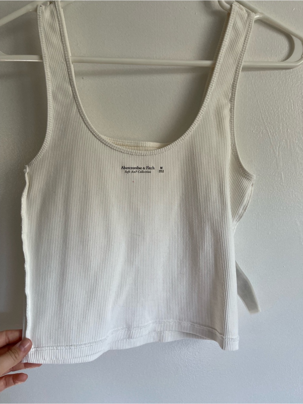 Abercrombie & Fitch Cream Ribbed Tank with Scoop Neck